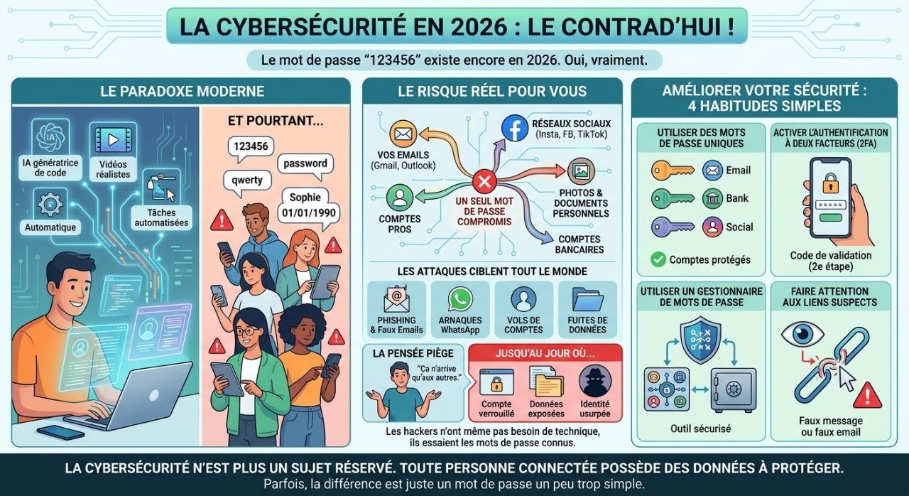 Le mot de passe “123456” existe encore en 2026. Oui, vraiment.